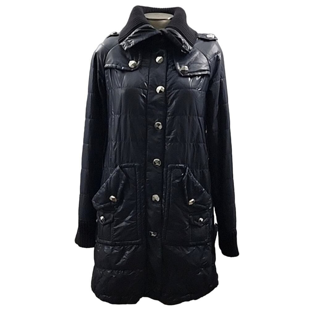 Marc by Marc Jacobs Quilted Puffer Coat Jacket Black Navy Mid Length Parka Small
